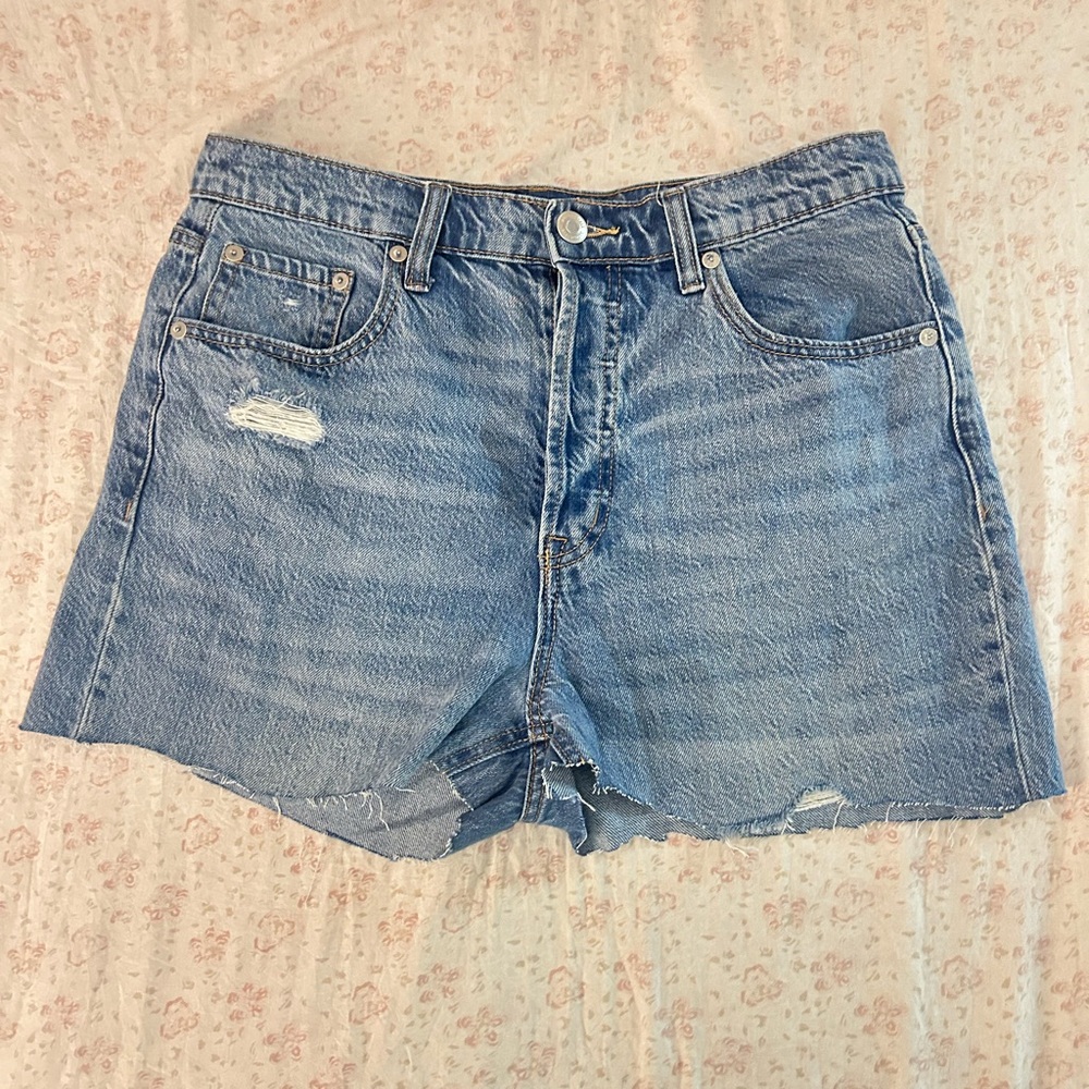 Aeropostale Blue Jean Shorts with Distressed Hem